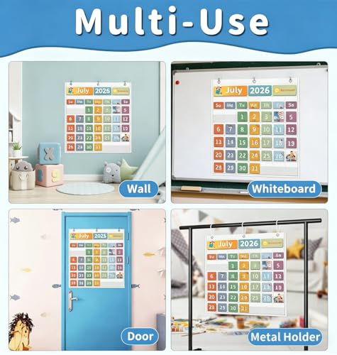 Yoink Classroom Calendar Pocket Chart with 45 Clear Pockets - White / Teacher & School Supplies
