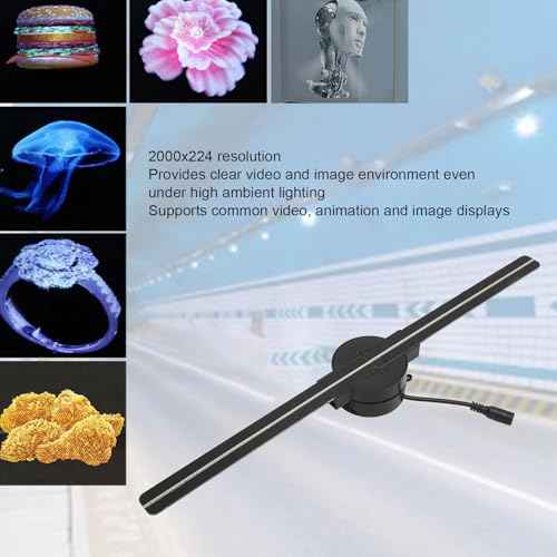 3D Hologram Fan,2000x224 Resolution Projector,LED Beads,HD Display,Custom Video Editing,Remote Control, for Business, Store, Party (US Plug)