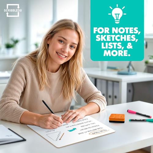 Scribbledo Small Double-Sided Dry Erase Whiteboard 9x12 - Model 1 for Students