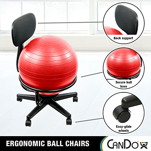 CanDo Red Inflatable Ball Chair with Air Pump - Ergonomic Active Seating for Home & Office (Armless)