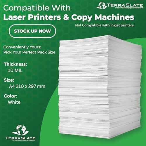 TerraSlate Waterproof & Rip-Proof Printer Paper, 10 MIL, A4 210 x 297 mm, White Paper, (25 Sheets)