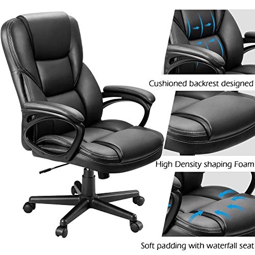 Furmax Black Executive Office Chair with Lumbar Support, High Back, Swivel & Adjustable Height