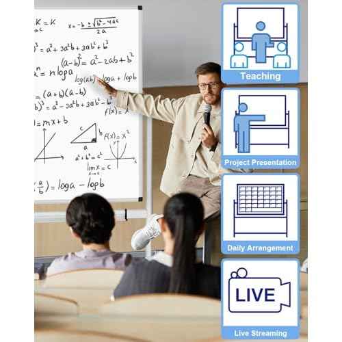 XBoard Rolling Moblie Whiteboard, 44x30 inches Double Sided Magnetic Dry Erase Board with Stand for Homeschool, Live Stream, Office, School (Calendar 44x30-Inch)
