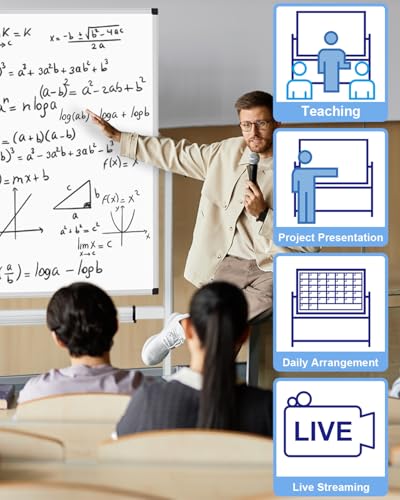 XBoard 44x30 Inch Double Sided Magnetic Whiteboard with Calendar, Mobile & Sturdy Stand