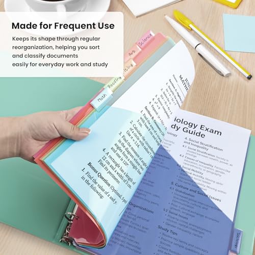 2 Set Taja 16-Count Binder Dividers with 2 Pockets & 8 Writable Tabs for 3-Ring Binders