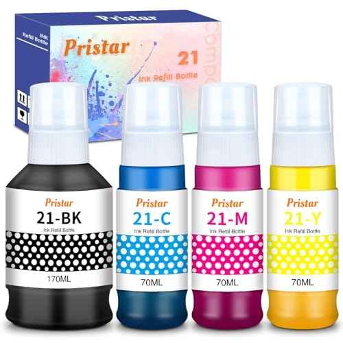 GI-21 GI21 G3270 G3290 Ink Refill Bottles Compatible for Canon 21 GI-21 GI21 Ink Refill Bottles Set for Canon G3270 G3290 G4280 G3260 G4270 G2260 G1220 G1230 G2270 G3272 MegaTank Printer (4 Pack)