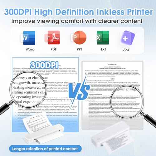 Odaro Portable Wireless Printer - P831 Thermal Transfer Printer, Small Business, School, Support 8.5" X 11" Copy Paper (Letter/A4/A5/B5), 300DPI - White