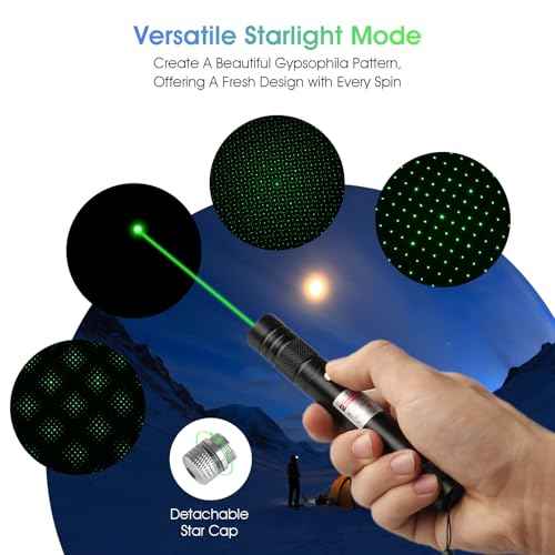 Advanced Long-Range Laser Pointer High Power - Rechargeable Green Laser Pointer with Removable Star Cap - Versatile Laser Pen for Astronomy, Construction, Presentations, and Outdoor Adventures