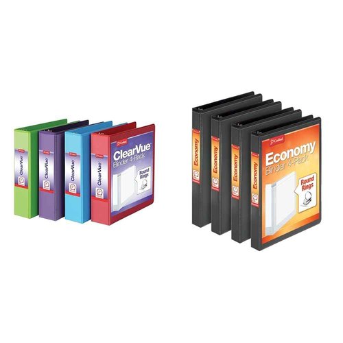 Cardinal Binders 4-Pack, 2" Round Ring 475-Sheet and 1" Economy 225-Sheet Black Binders