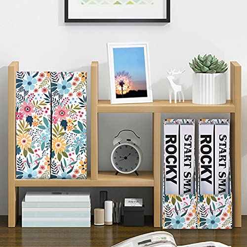 SUIN 4 Pack Foldable Magazine Holder, Seamless Floral Designered File-Boxes Desk File Organizer for Office/Home/School, Bright Flower