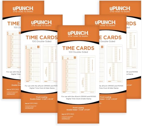 uPunch 500 Time Cards for CR1000 Digital Time Clock - Accurate Attendance Tracking