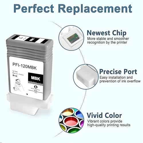 PFI-120 Ink Cartridge PFI-120MBK Matte Black Inks Tank Compatible with Canon imagePROGRAF TM-200 TM-205 TM-300 TM-305 2-Pack 130ml