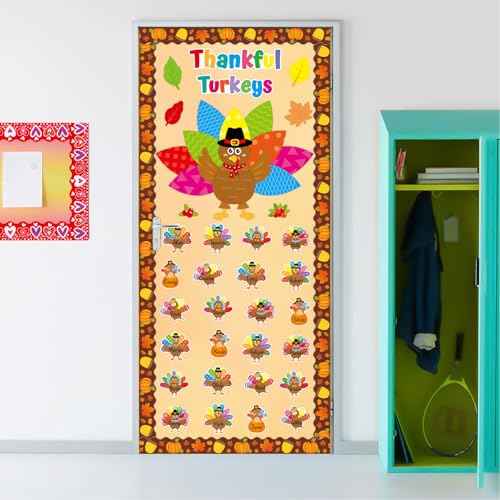 Thankful Turkeys Bulletin Board Thanksgiving Big Turkey Cutouts for Kindergarten Preschool Classroom Wall Door Decoration