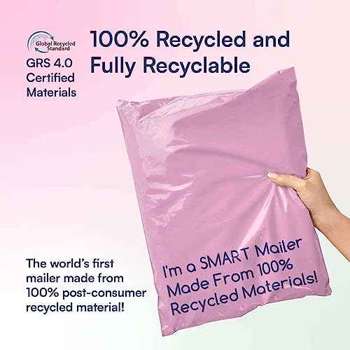 100 Count, 10x13 inch 100% Recycled Poly Mailers Eco Friendly Packaging Envelopes Supplies Mailing Bags 2.5 Mil Thick - SMART Mailer