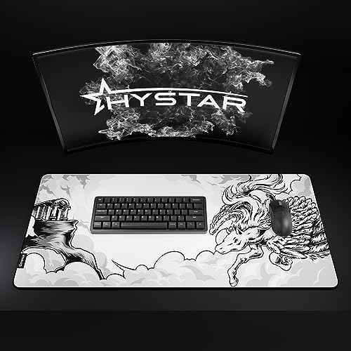 Hystar¢ç Extended Gaming Mouse Pad | XXL 36" x 16" | 5mm Thick, Waterproof Surface, Smooth Polyester Fabric, and Natural Rubber Base | Mythic Pegasus