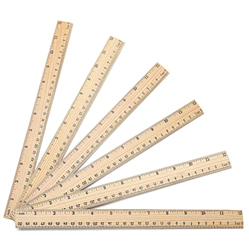 SZLFSX 10 Pack 12 Inch Wooden Rulers - Double-Sided Metric & Inch Scale, Office & School Measuring Tools