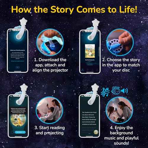 Moonlite Storytime Projector, Magical Bedtime Kids Book Projector for Immersive Reading Experience, Smartphone Compatible Storybook Projector, Interactive Learning Fun for Kids