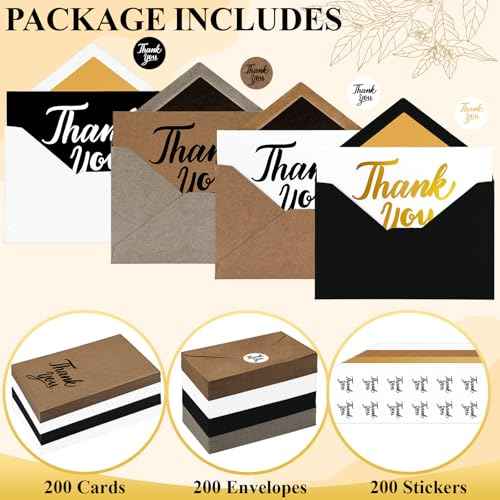 600 PCS Thank You Cards with Envelopes & Matching Stickers, Thank You Notes Bulk 4x6 Inch Minimalistic Design for Business, Baby Shower, Wedding, Small Business, Graduation, Bridal Shower, Funeral,Mixed