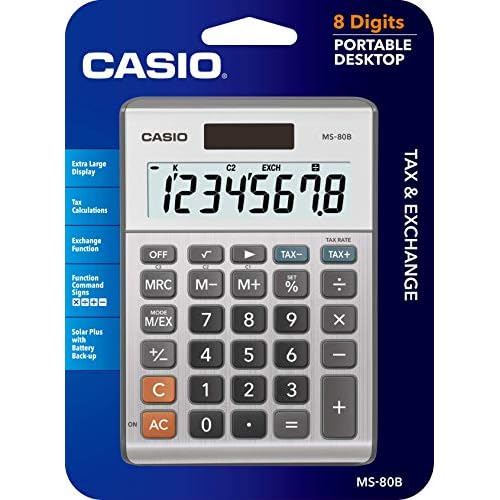 Casio MS-80B Calculator ? Desktop Calculator with Tax & Currency Tools | General Purpose | Large Display | Ideal for Home, Office & Everyday Math