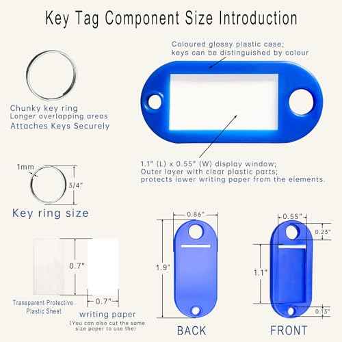 Key Tag Set (40 Plastic Key Labels with 10 Ball Chains & 4 Cable Key Rings) - Versatile for USB Drives, Luggage, Home/Office Key Organization