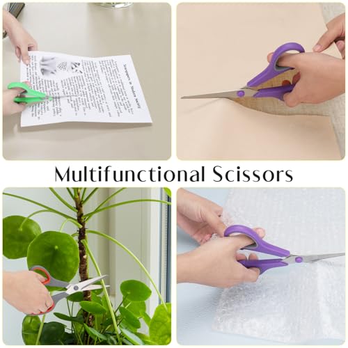 Multicolor Heavy Duty All Purpose Scissors 8.3 inch - Ergonomic Craft & Office Cutting Tool