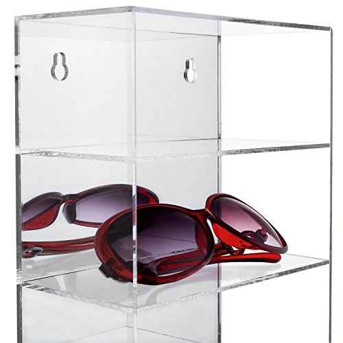 Ikee Design 5-Level Mirrored Back Acrylic Display Case, Collection Display Case for Mini Funko Pop Figures, Acrylic Eyewear Sunglasses Rack, Freestanding or Wall-Mounted, Clear Color