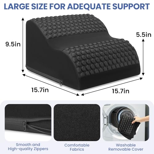 FFOGH Black Foot Rest for Under Desk with Massage Dots, 3-Tier Foot Stool