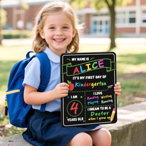 Reusable Double-Sided Back to School Chalkboard with 6 Liquid Chalk Markers - Preschool to 12th Grade