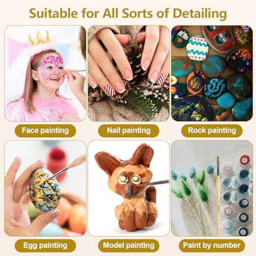 Miniature Paint Brushes, Set of 10 Pcs Paint Brushes for Acrylic Painting, Watercolor, Oil, Figurine, Craft, Models, Nail Art, Face Painting and Paint by Numbers Kit for Adults (Wood)