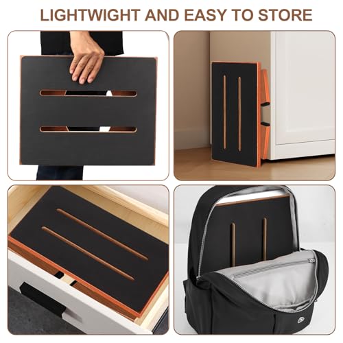 RayLove Brown Foldable Wooden Step Stool 450 LBS Capacity with Non-Slip Feet, 7 Inch High
