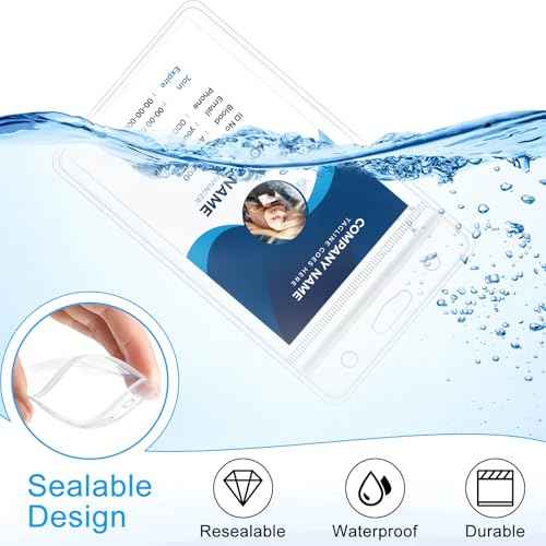 Marspark 200 Sets ID Badge Holder with Metal Badge Clips and PVC Straps Waterproof Sealed Clear Plastic Vertical Name Tag Holder for Name Tag Work Card Drive License Clips Office Car