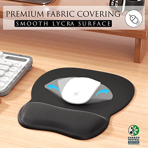 MROCO Black Ergonomic Mouse Pad with Gel Wrist Rest, 9.4 x 8.1 in