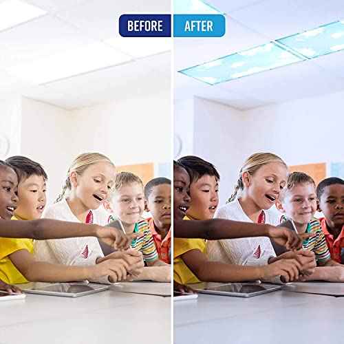 2x4 Feet - 5 Count - Fluorescent Light Covers for Classroom or Office | Magnetic Light Covers for Ceiling Lights Provide Relief from Glare, Headaches, & Sensory Overload(Cloud Blue)