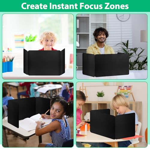 Desk Privacy Dividers 24-Pack — Waterproof Corrugated Plastic Folders for Classroom & Office