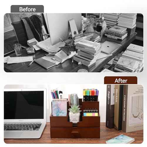Bamboo Desk Organizer Makeup Storage Drawer Pen Organizer with Drawer bamboo for desk Pencil Holder for Desk