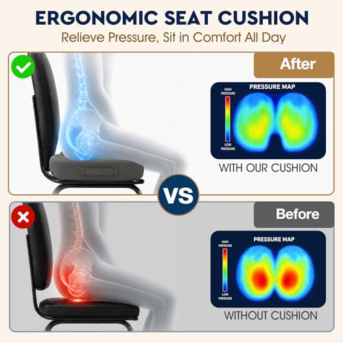 TushGuard Memory Foam Seat Cushion Large Grey - Office & Chair Support