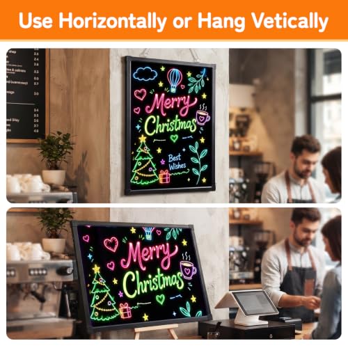 Slsy 16x12 Inch LED Message Board - Erasable Light-Up Sign for Menus & Notes