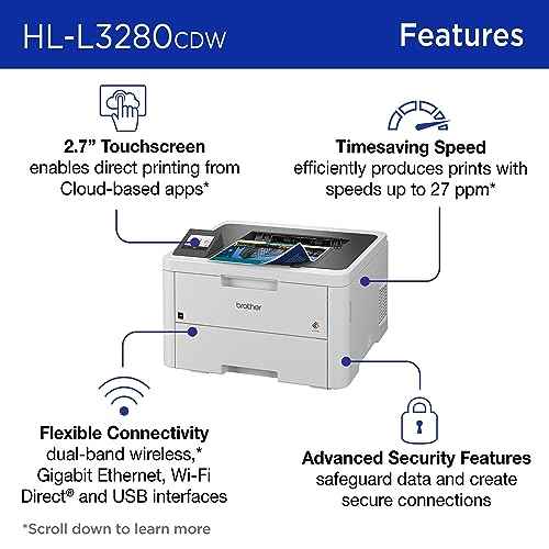 Brother HL-L3280CDW Wireless Compact Digital Color Printer with Laser Quality Output, Duplex, Mobile Printing & Ethernet | Includes 2 Month Refresh Subscription Trial©ö,Works with Alexa
