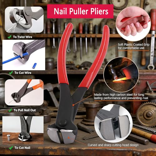 OFCOX 5-Piece Upholstery Staple Remover Tool Set—Heavy-Duty Nail Pullers with Leather Zipper Bag