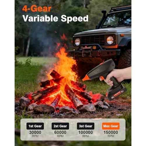 Compressed Air Duster with 20V Battery - 150,000RPM Cordless Electric Duster for PC Cleaning, 4-Gear Portable Air Blower with Magnetic Nozzles, for Keyboard, Computer, Car