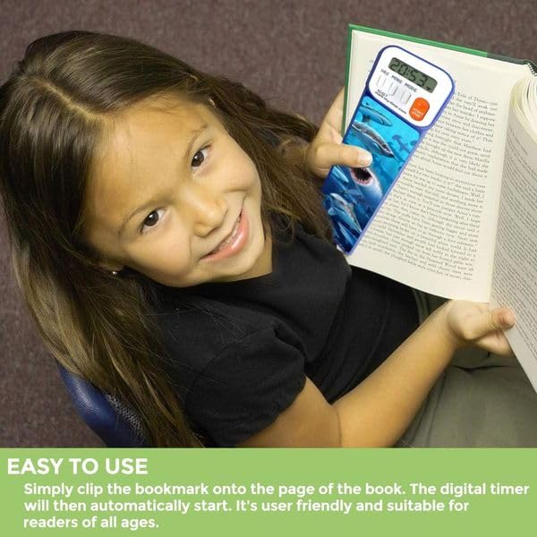 Mark-My-Time 3D Shark Digital Bookmark & Kids Reading Timer - Summer Travel Size