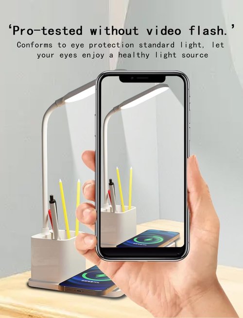 Wireless Rechargeable LED Desk Lamp - 3 Color Dimmable Eye Care Study Light for Office and Reading