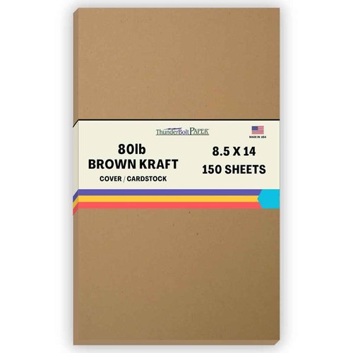 150 Brown Kraft Fiber 80# Cover Paper Sheets - 8.5" X 14" (8.5X14 Inches) Legal|Menu Size - Rich Earthy Color with Natural Fibers - 80lb/pound Cardstock - Smooth Finish