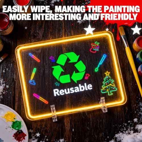 Kristen GlowBoard LED Drawing Board, Light Up Message Board with 7 Colors, 13.7"x10" Acrylic Dry Erase Art Board for Kids and Adults, Chirstmas Gift for Girls