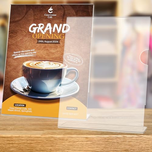 Seencool Slant 15 Pack Acrylic Sign Holders 8.5x11 Display Stands for Tabletop, Flyers, Menus, Office & Restaurant Uses