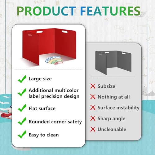 ZSMKJIAYE 24 Pcs Muticolored Desk Dividers, Foldable Privacy Panels for Students (17.3x14 in / 14x13.5 in) Classroom