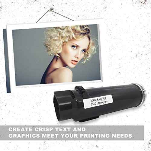 5 Packs 6510 6515 Compatible Toner Cartridges (Extra High Yield) 5500 Pages 2 Blacks, 4300 Pages CMY for Xerox Phaser Printers 6510dni 6510dnm 6510n 6510dn WorkCentre 6515dni 6515dnm 6515 6515n 6515dn