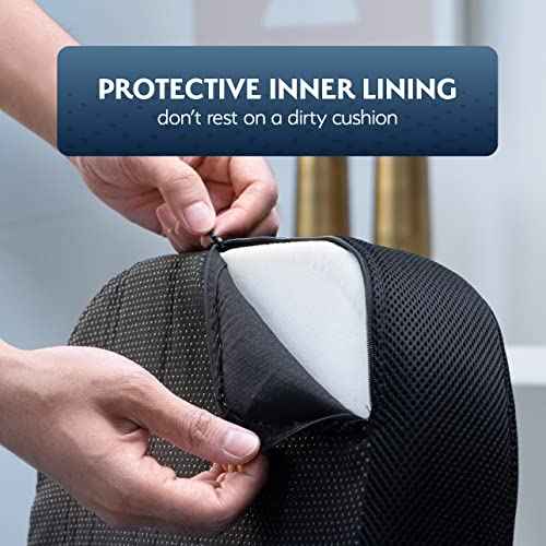 Sky Mat Office Chair Cushion - 17.9 x 14 x 2.75 Seat Pillow for Back Discomfort w/Gel Foam Pad, Mesh Cover, Handle and Portable Bag - Machine Washable Pressure Relief Cushions