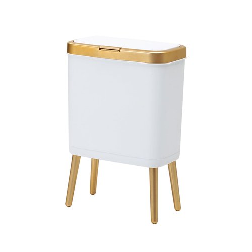 TODAYGO Housewife-Parent Wastebasket: 4 Gallon Trash Can with Lid - Kitchen Bathroom Garbage Bin, Waterproof & Childproof Design, Easter Home Organization (White)