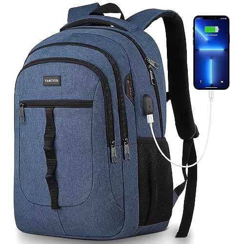 YAMTION School Backpack for Men and Teens 15.6 inch Laptop Bookbag Backpack with USB for College Students Office Work Business